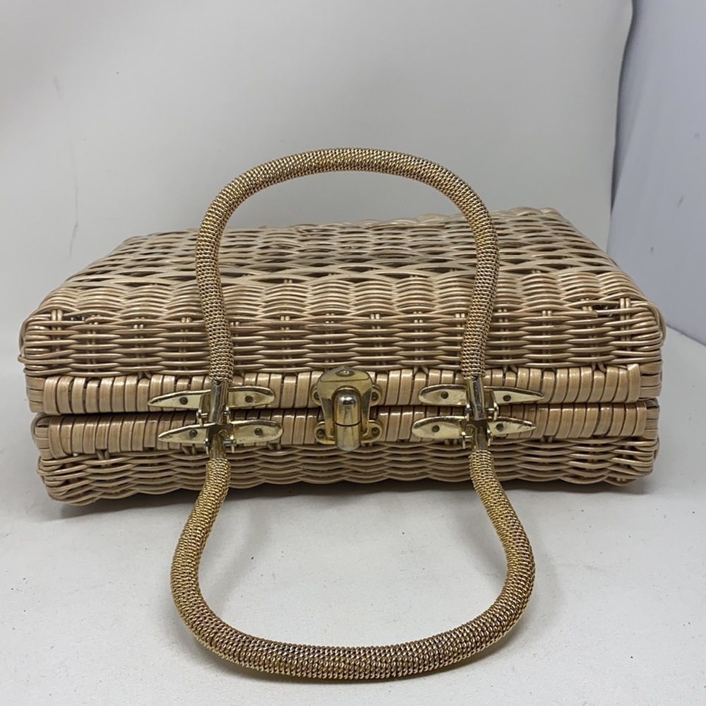 Vintage Structured Large Rectangle Woven Purse - image 8